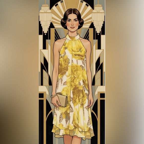 Eliza J High Halter Midi Floral A-line Dress sz 4 - Picture 14 of 15